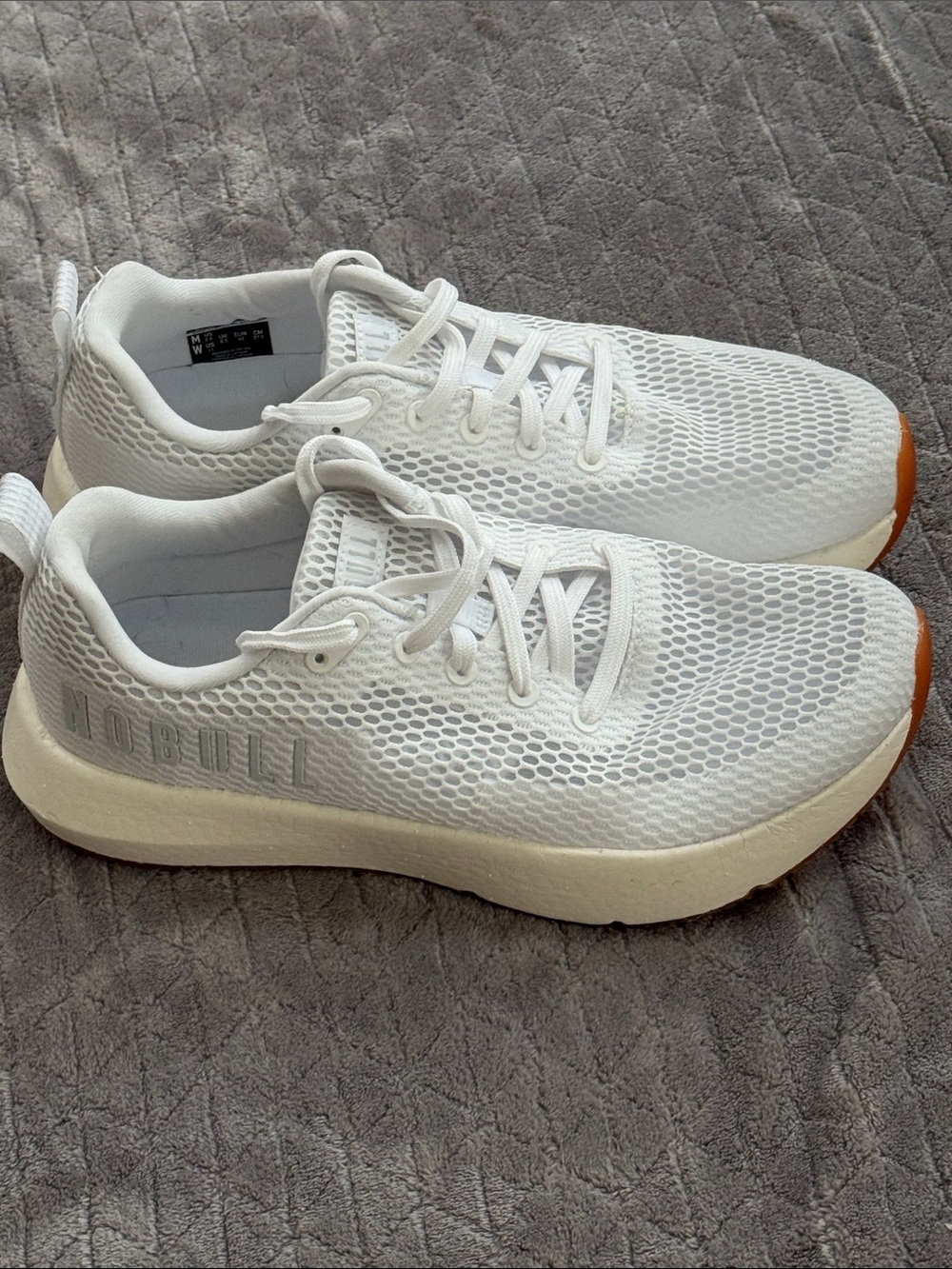 NOBULL Men's White Mesh Sneakers with Gum Toe Accents